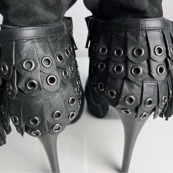 3.1 Philip Lim Womens Black Suede Leather Fringe Tassel Booties Size 35 US 4.5 - Picture 6 of 16